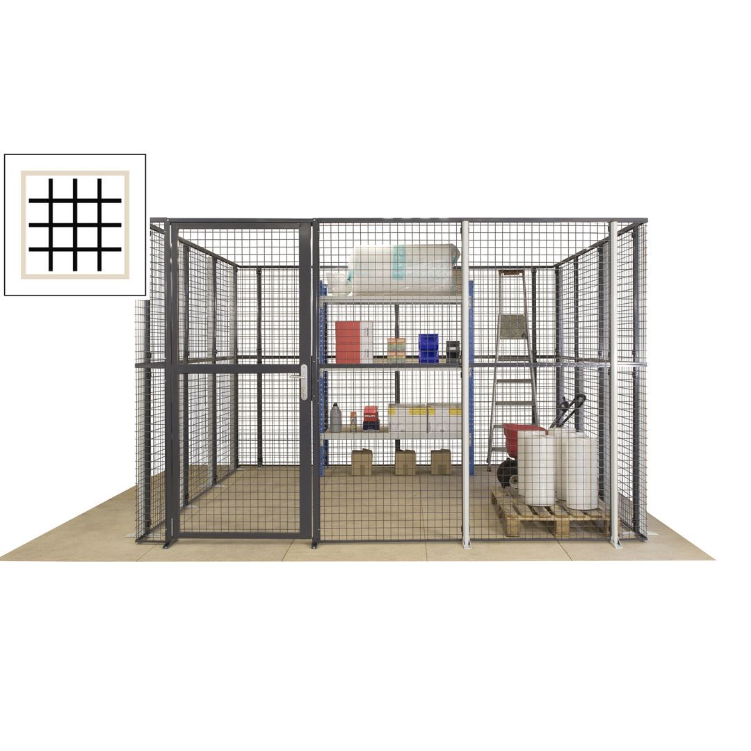 Maschinen Schutzgitter - Hallentrennwand - Sicherheitszaun - Tür - 108 m - 2.200 x 33.400 x 21.400 mm (HxBxT) - enzianblau