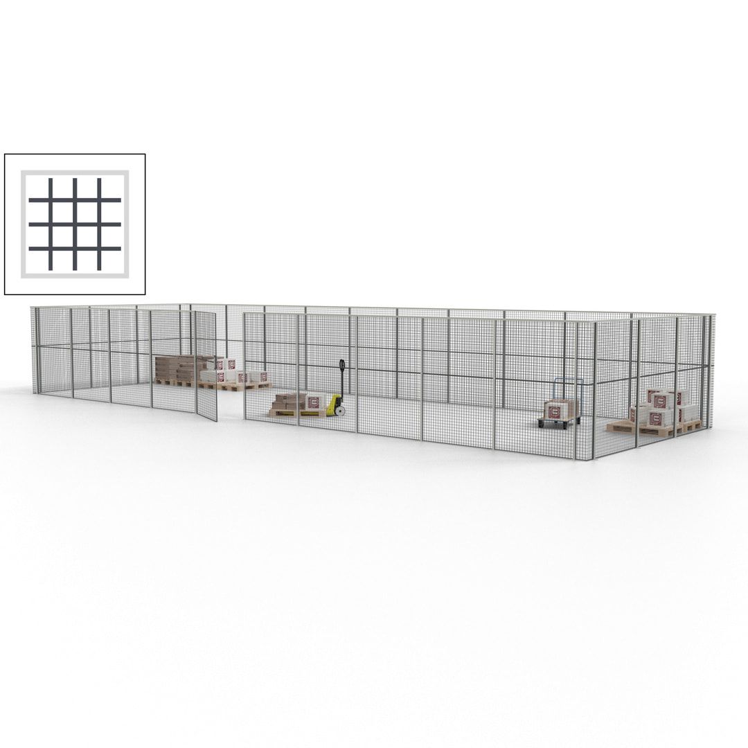 Maschinen Schutzgitter - Hallentrennwand - Sicherheitszaun - Tür - 39 m - 2.200 x 15.400 x 4.900 mm (HxBxT) - enzianblau