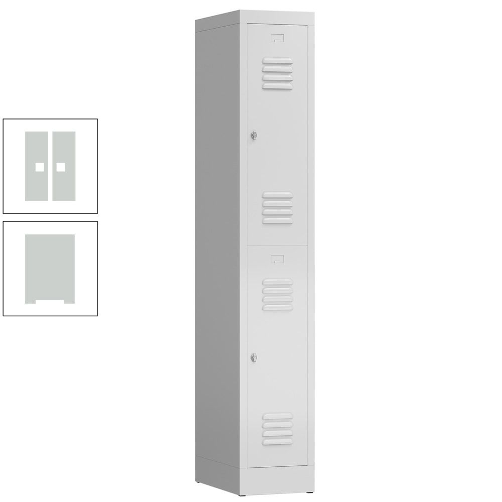 Garderobenschrank, Doppelstockspind, 1 Abteil, 2 Fächer, 1.800 x 310 x 500 mm (HxBxT), Stahl, Drehriegel, Korpus: lichtgrau, Front: anthrazitgrau
