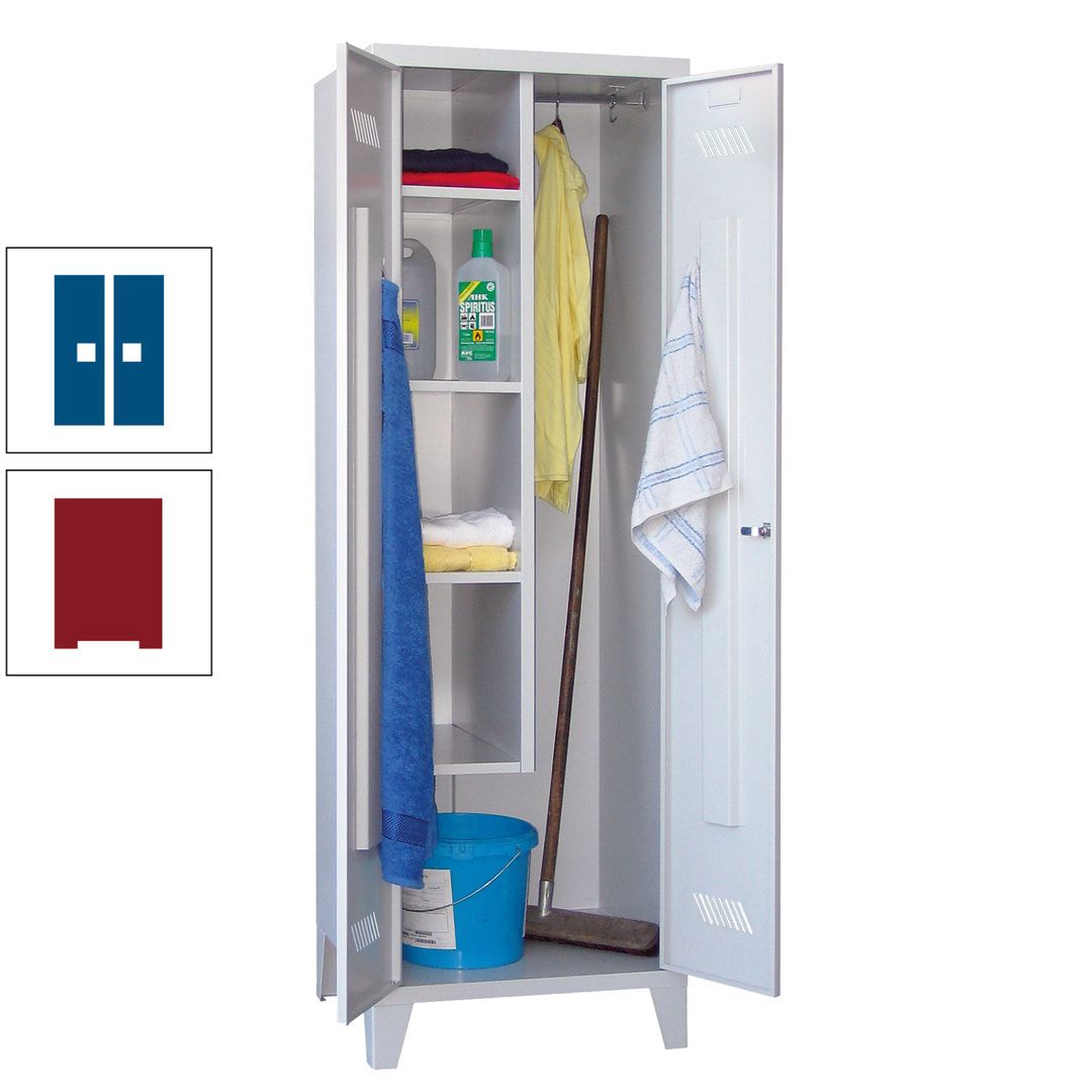 Putzschrank mit Füßen - 1 Abteil mit Trennwand - 1.850x600x500 mm (HxBxT) - Drehriegel - anthrazitgrau