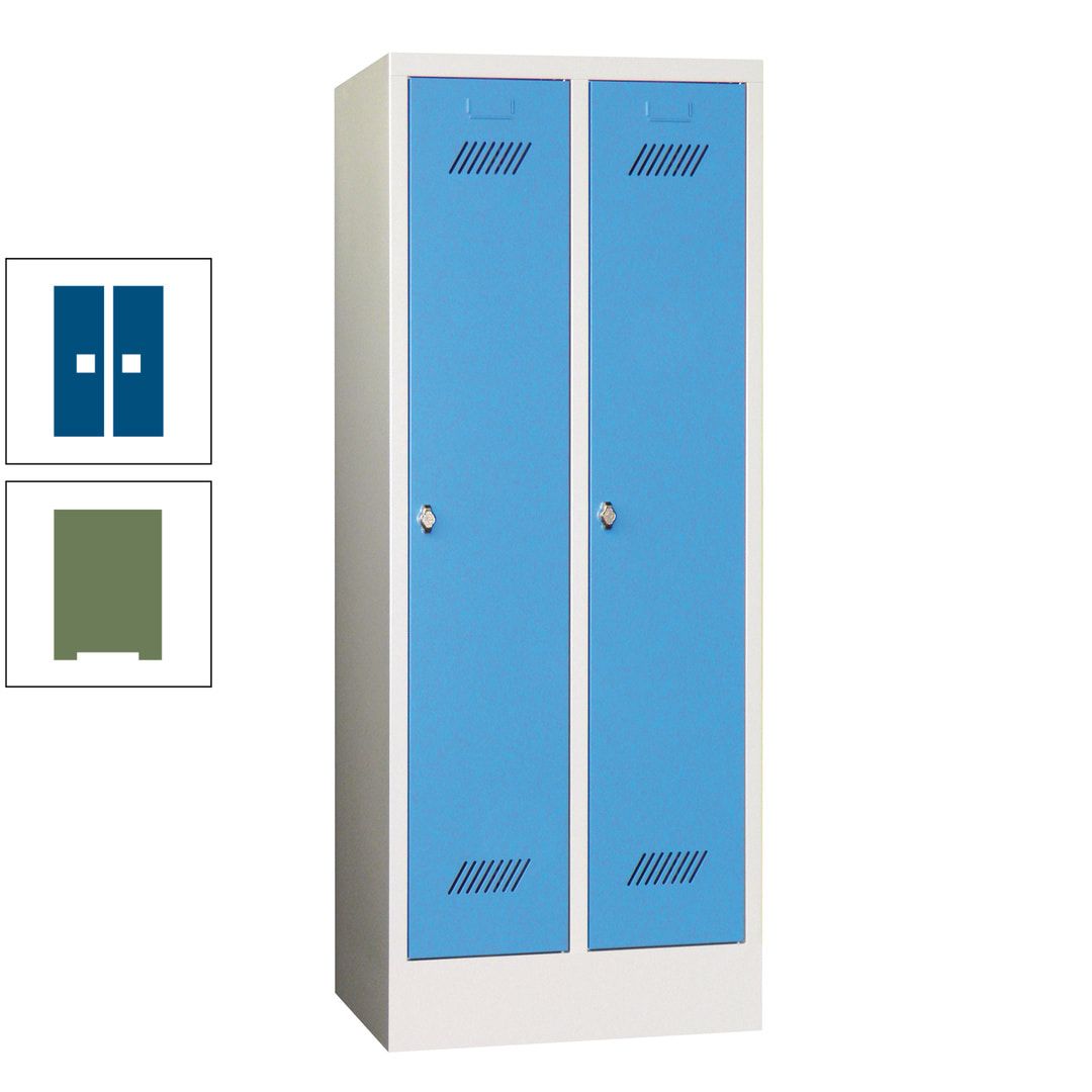 Spindschrank f. Schulen - mit Sockel - Höhe 1.600 mm - 2 Abteile a 300 mm - Drehriegel - anthrazitgrau
