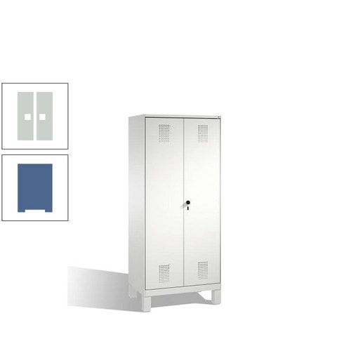 Doppel-Spind, Doppeltüren, Garderobenschrank mit Füßen, 2 Abteile a 400 mm, Korpus anthrazitgrau, Tür anthrazitgrau, 1.850 x 800 x 500 mm (HxBxT)