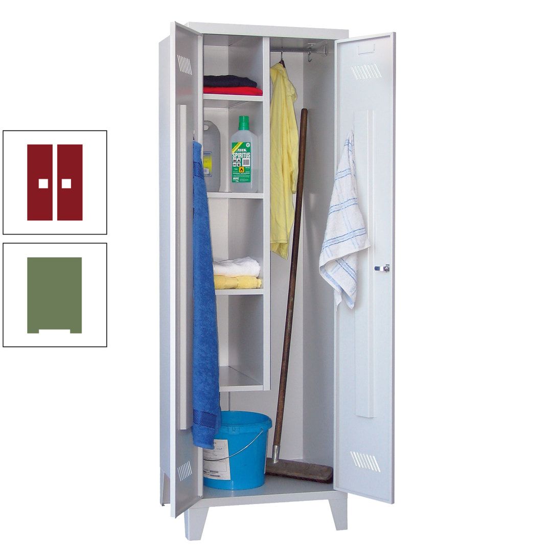Putzschrank mit Füßen - 1 Abteil mit Trennwand - 1.850x600x500 mm (HxBxT) - Drehriegel - anthrazitgrau