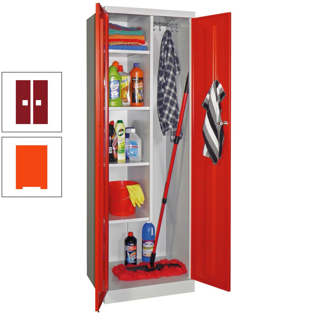 Putzschrank mit Sockel - 1 Abteil mit Trennwand - 1.800x600x500 mm (HxBxT) - Zylinderschloss - anthrazitgrau