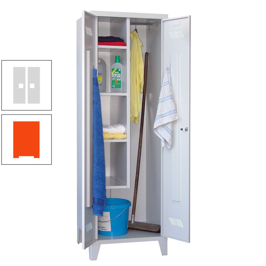 Putzschrank mit Füßen - 1 Abteil mit Trennwand - 1.850x600x500 mm (HxBxT) - Drehriegel - anthrazitgrau