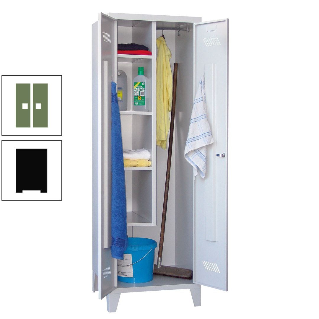 Putzschrank mit Füßen - 1 Abteil mit Trennwand - 1.850x600x500 mm (HxBxT) - Drehriegel - anthrazitgrau