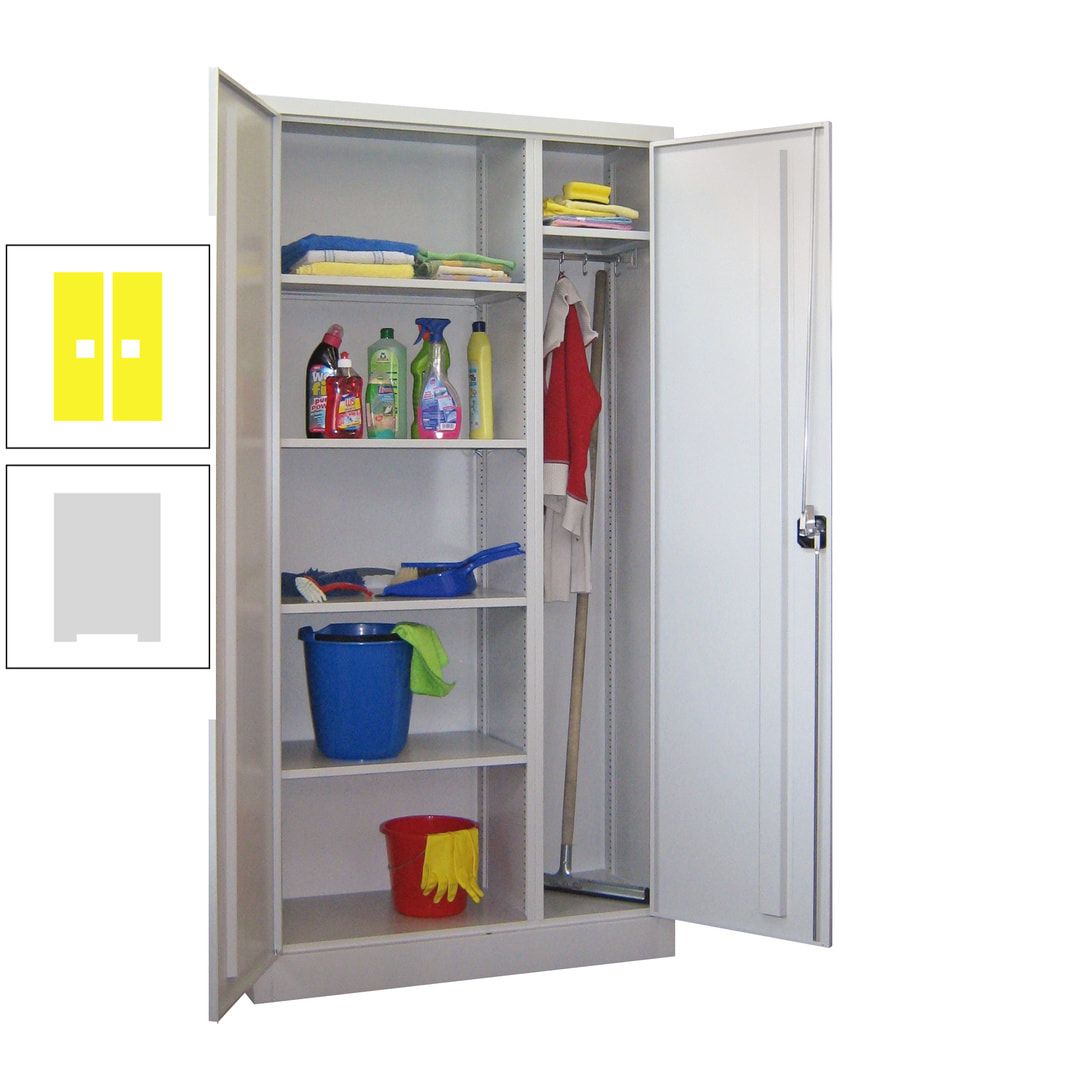 Putzschrank mit Trennwand - 1.950x1.000x400 mm (HxBxT) - Böden pulverbeschichtet - anthrazitgrau