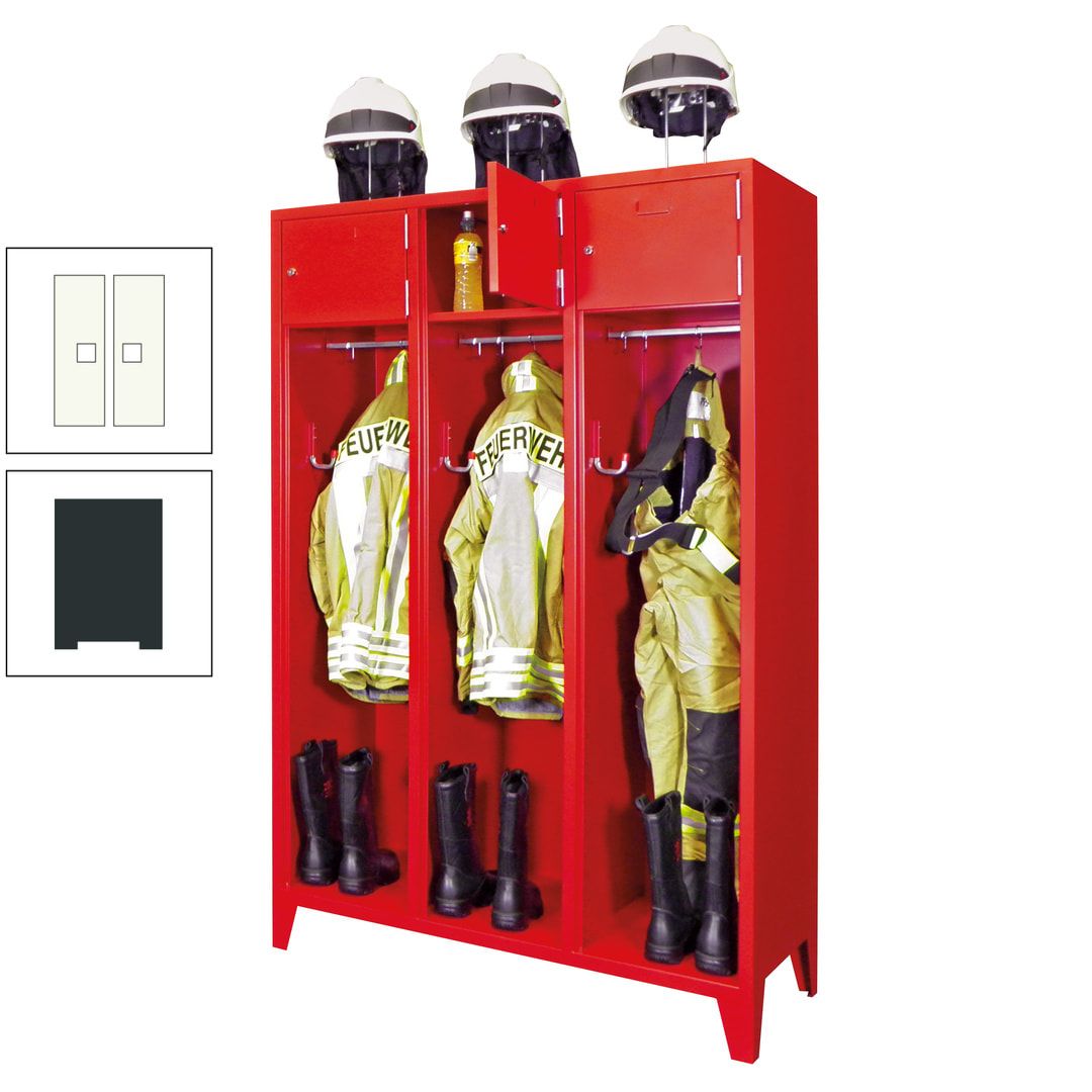 Feuerwehrschrank - 2 Abteile - Ablagefach mit Tür, Etikettenrahmen - 2.100 x 830 x 500 mm (HxBxT) - anthrazitgrau