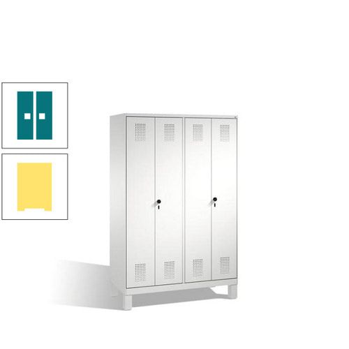 Doppel-Spind, Doppeltüren, Garderobenschrank mit Füßen, 4 Abteile a 300 mm, Korpus anthrazitgrau, Tür anthrazitgrau, 1.850 x 1.200 x 500 mm (HxBxT)