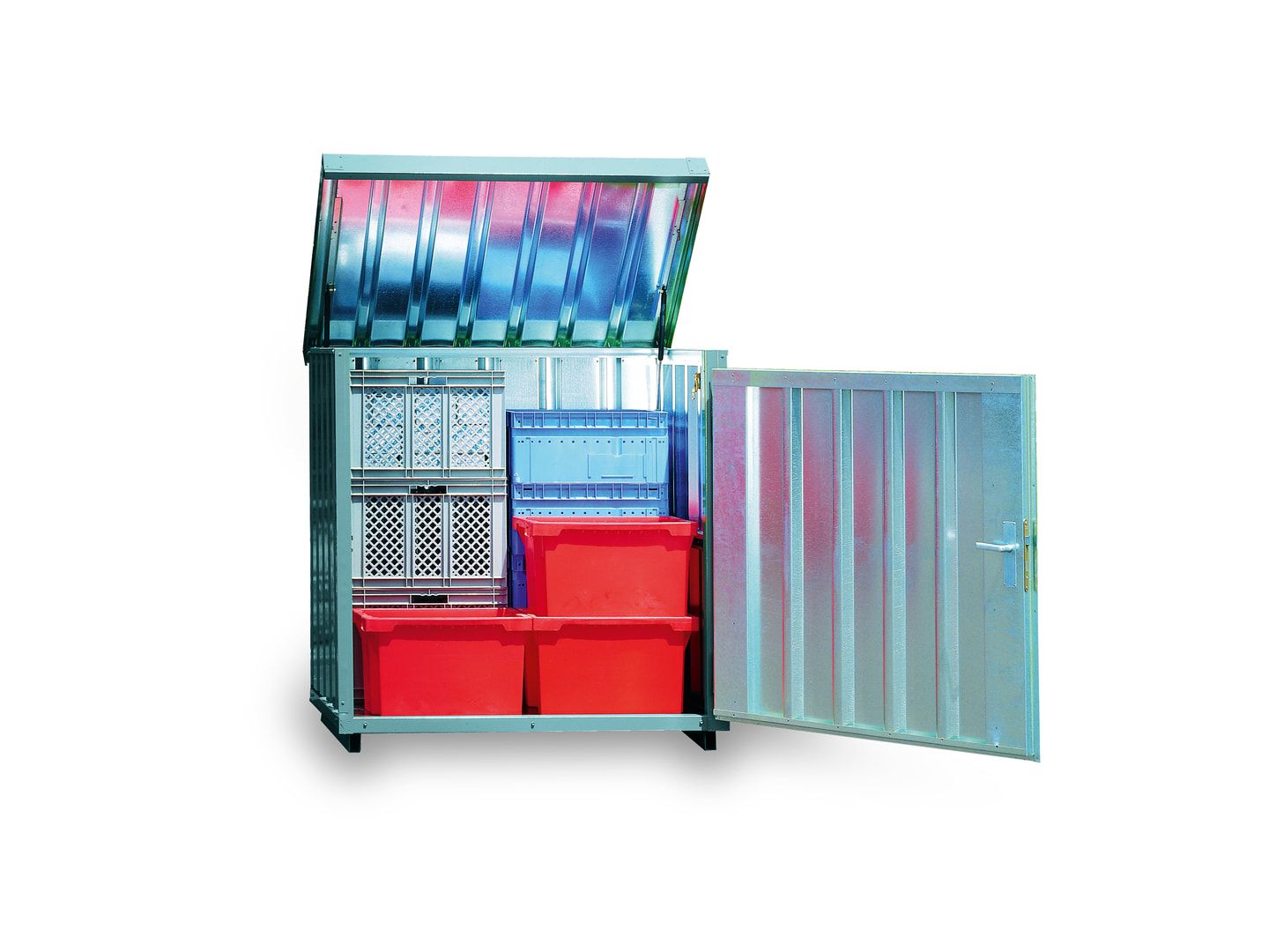 Magazinbox - Kleinteilelager - Lagerbox - 1.470 x 1.420 x 1.080 mm - Klappdach und Einflügeltür - mit Boden