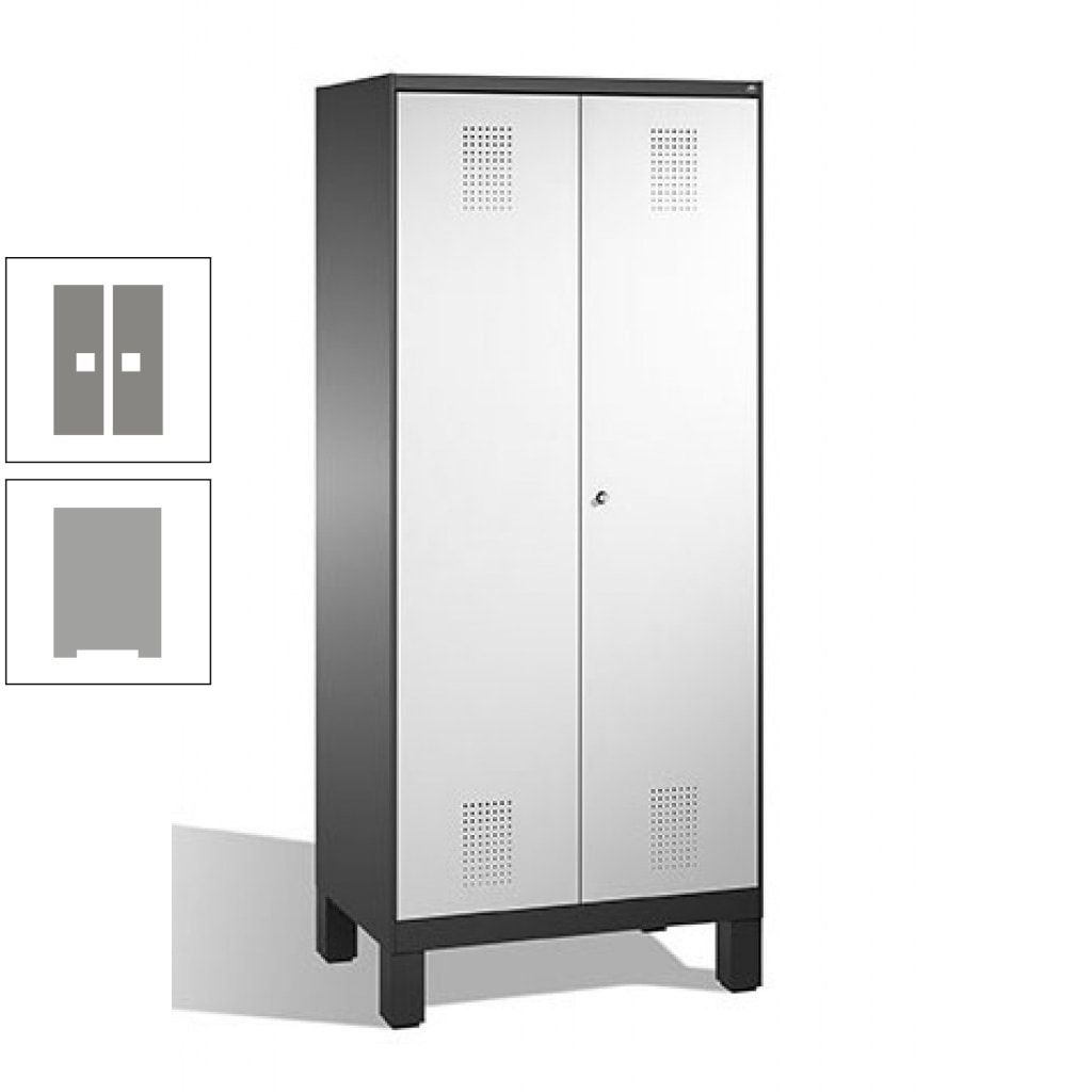 Mehrzweckschrank, Doppeltüren, auf Füßen, 2 Abteile a 400 mm, Korpus anthrazitgrau, Tür anthrazitgrau, 1.850 x 800 x 500 mm (HxBxT)