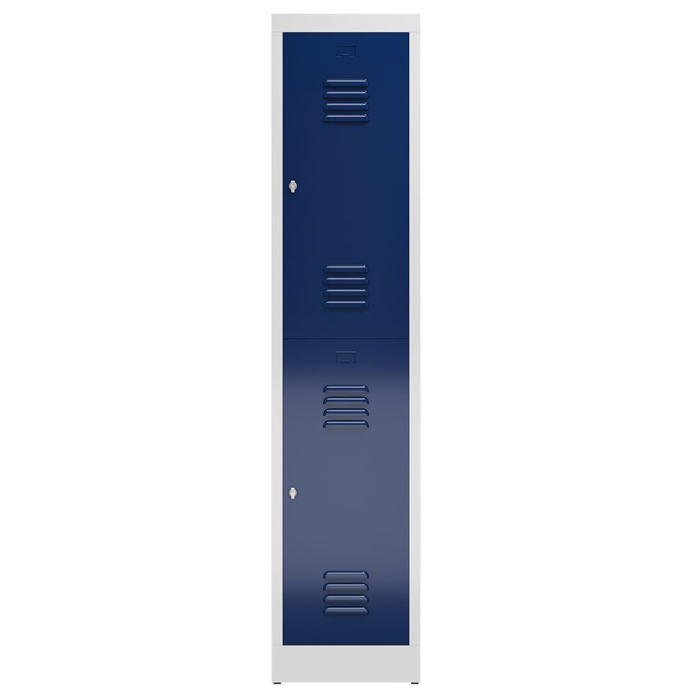 Garderobenschrank, Doppelstockspind, 1 Abteil, 2 Fächer, 1.800 x 415 x 500 mm (HxBxT), Drehriegel, Stahl, Korpus: lichtgrau, Front: anthrazitgrau