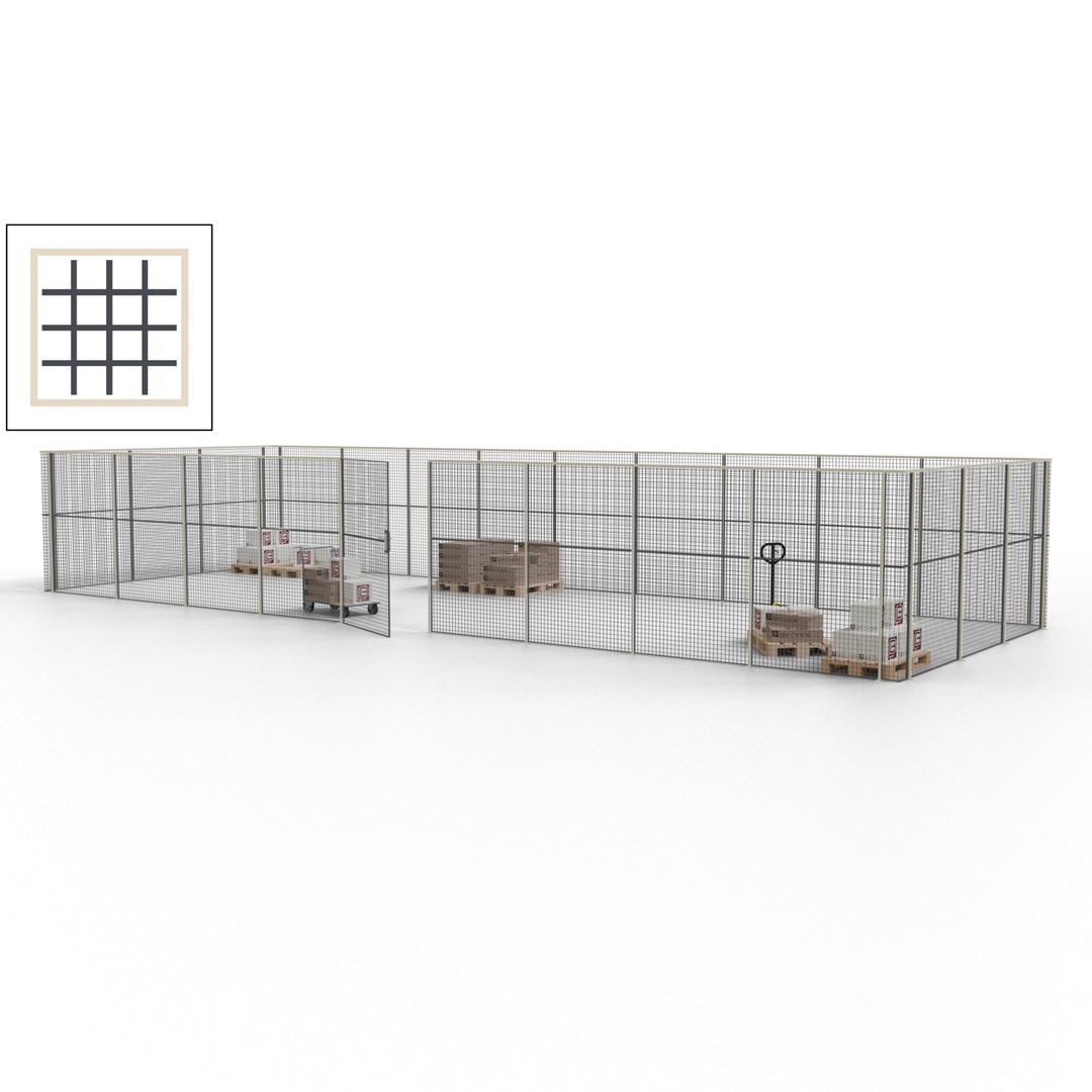 Maschinen Schutzgitter - Hallentrennwand - Sicherheitszaun - Tür - 36 m - 2.200 x 13.900 x 4.900 mm (HxBxT) - enzianblau