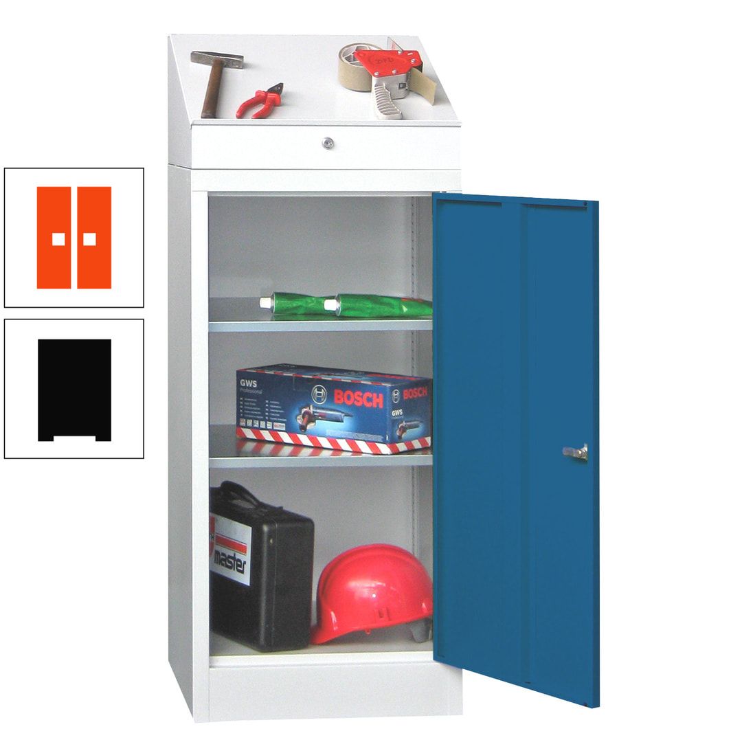 Stehpult mit Schrank - Vollblechtür - Zylinderschloss - 1.270x500x500 mm (HxBxT) - anthrazitgrau