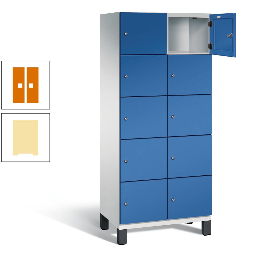 Fächerschrank, Stahlschrank, 10 Fächer, Türöffnungsbegrenzer, Füße, 1.980 x 800 x 525 mm (HxBxT), Korpus anthrazitgrau, Front anthrazitgrau