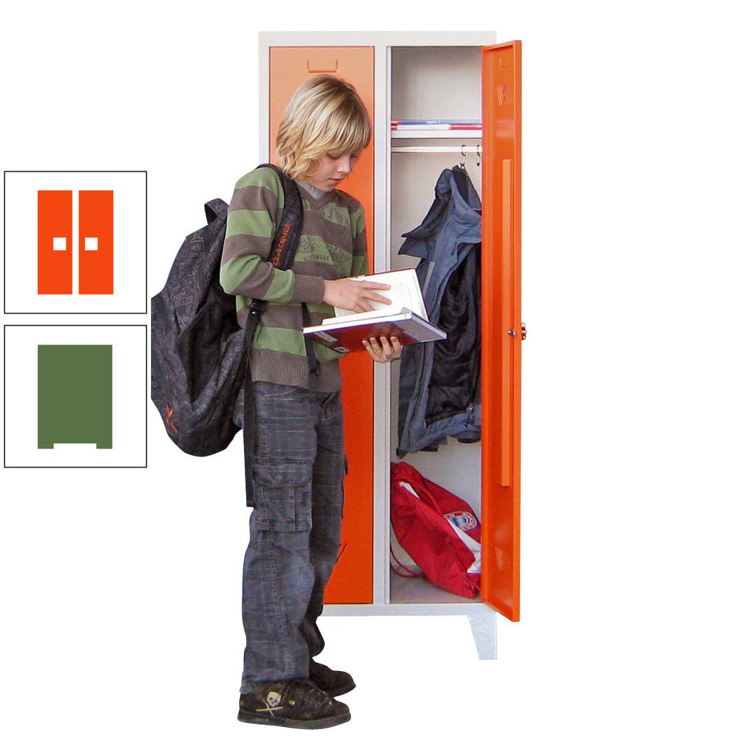 Spindschrank f. Schulen - mit Füßen - Höhe 1.600 mm - 3 Abteile a 300 mm - Drehriegel - anthrazitgrau