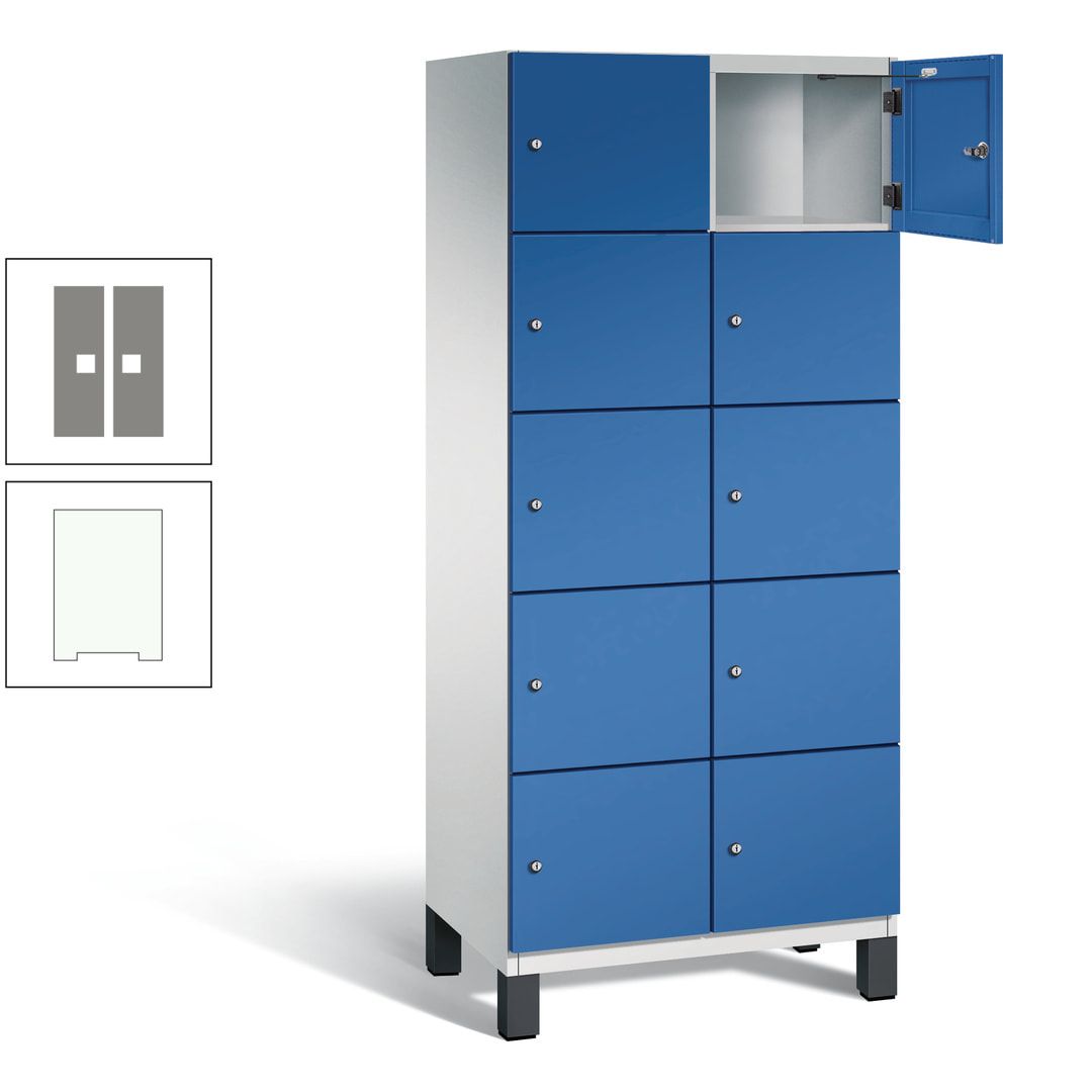Fächerschrank, Stahlschrank, 10 Fächer, Türöffnungsbegrenzer, Füße, 1.980 x 800 x 525 mm (HxBxT), Korpus anthrazitgrau, Front anthrazitgrau