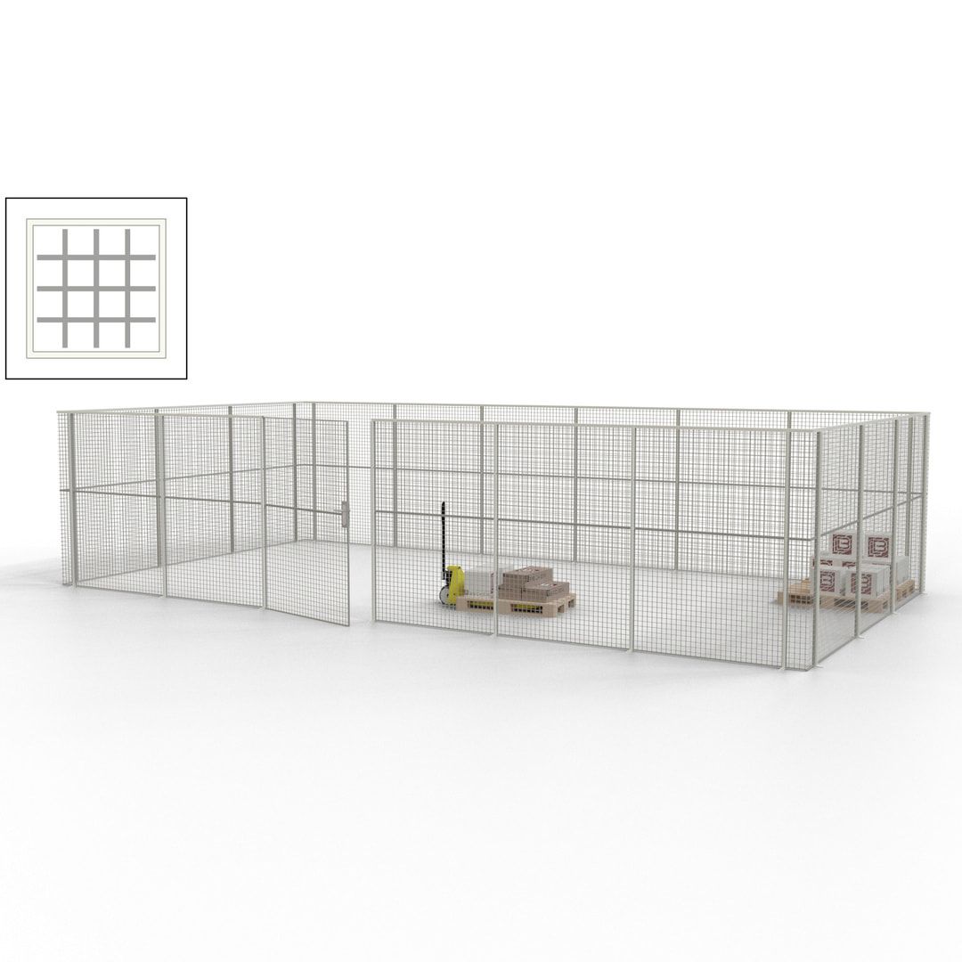 Maschinen Schutzgitter - Hallentrennwand - Sicherheitszaun - Tür - 27 m - 2.200 x 9.400 x 4.900 mm (HxBxT) - enzianblau