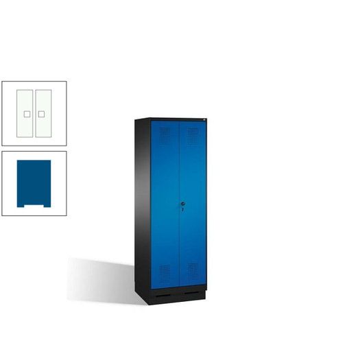 Doppel-Spind, Doppeltüren, Garderobenschrank mit Sockel, 2 Abteile a 300 mm, Korpus anthrazitgrau, Tür anthrazitgrau, 1.800 x 600 x 500 mm (HxBxT)
