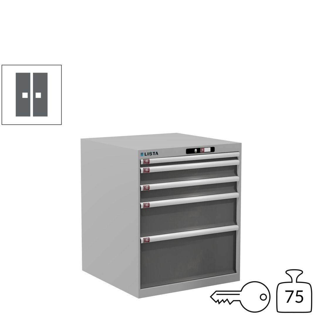Lista Schubladenschrank - 14.411.010 - 850x717x725 mm (HxBxT) - 5 Schubladen - 75 kg - Key Lock - lichtblau (RAL 5012)