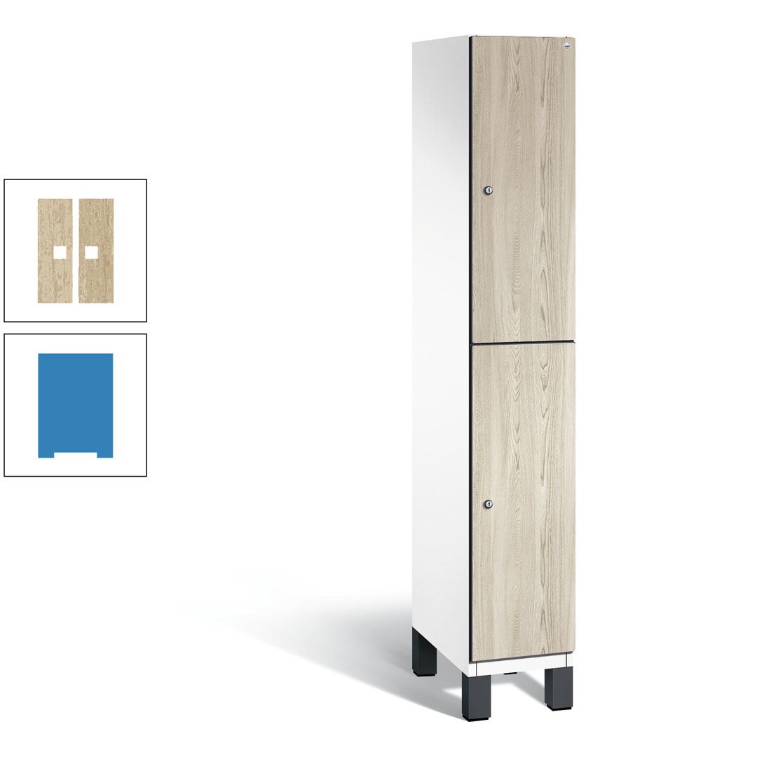 Fächerschrank, Garderobenschrank, mit Füßen, 1 Abteile, 1.980 x 300 x 525 mm (HxBxT), Korpus anthrazitgrau, Tür Donau-Ahorn