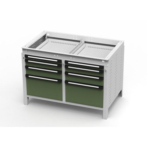 OTTOKIND Werkbank - bündige Arbeitsplatte - 850 x 1.150 x 750 mm (HxBxT) - 8 Schubladen - lichtgrau