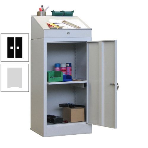 Stehpult mit Schrank - Vollblechtür - Zylinderschloss - 1 Ausziehboden - 1.270x500x500 mm (HxBxT) - anthrazitgrau