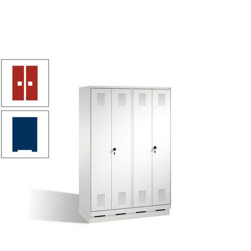 Doppel-Spind, Doppeltüren, Garderobenschrank mit Sockel, 4 Abteile a 300 mm, Korpus anthrazitgrau, Tür anthrazitgrau, 1.800 x 1.200 x 500 mm (HxBxT)