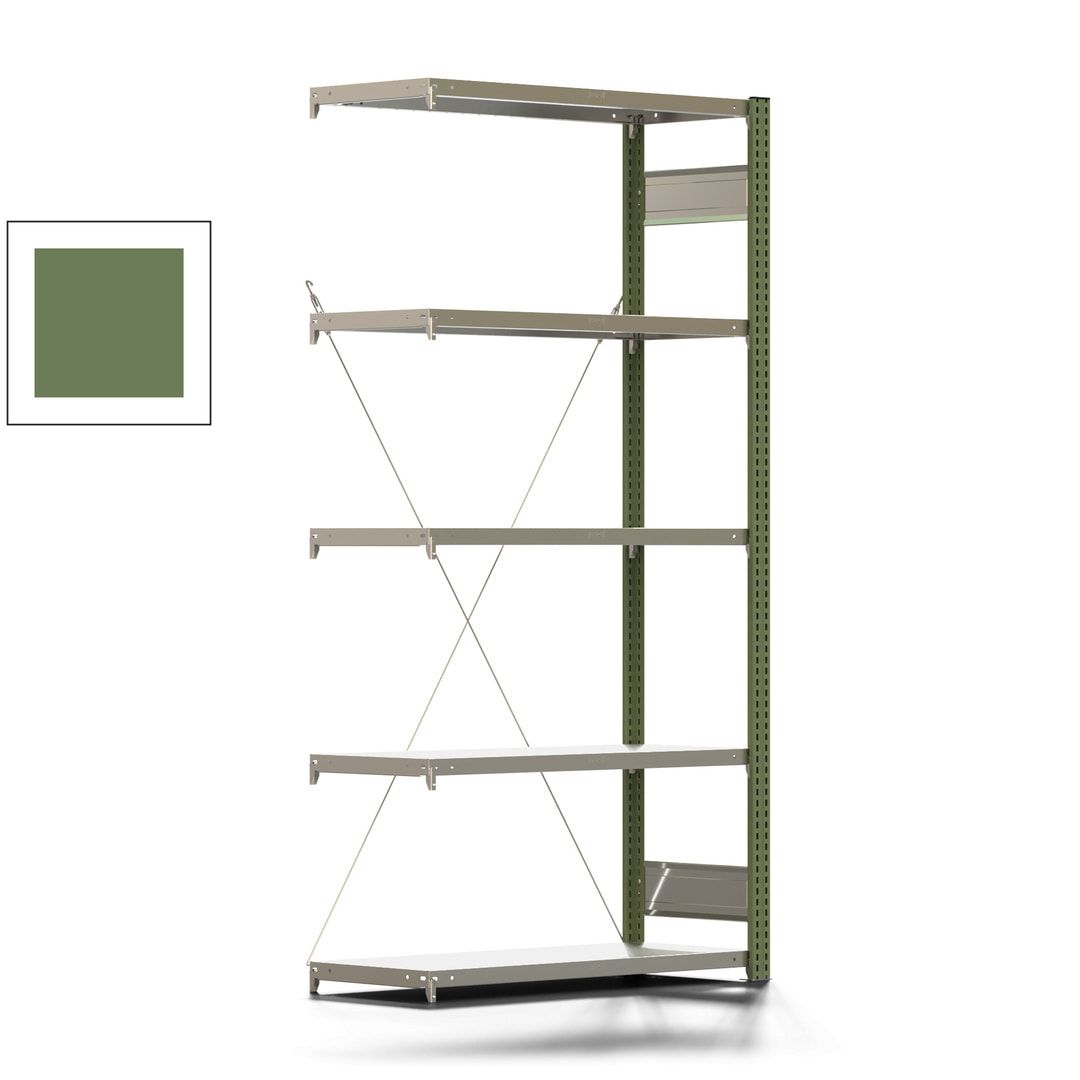 Fachbodenregal mit Tiefenriegel - 350 kg - 2.000 x 1.005 x 426 mm (HxBxT) - Anbauregal - 5 Böden - enzianblau - Lagerregal - Steckregal BERT