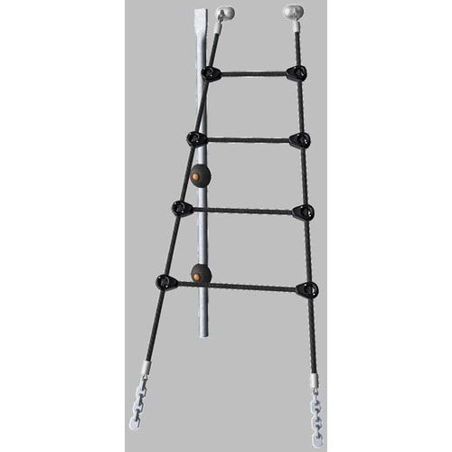 1-Turm-Kletteranlage, Kletterwand, Drehkreisel, Spielmuschel, Leiter, Motorik, feuerverzinkt, Stahl, 2.930 x 4.910 x 3.630 mm (HxBxT), Farbe Mars-Rot