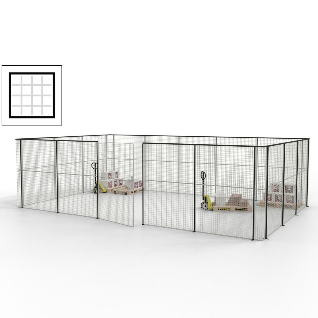 Maschinen Schutzgitter - Hallentrennwand - Sicherheitszaun - Tür - 22 m - 2.200 x 7.900 x 4.900 mm (HxBxT) - enzianblau