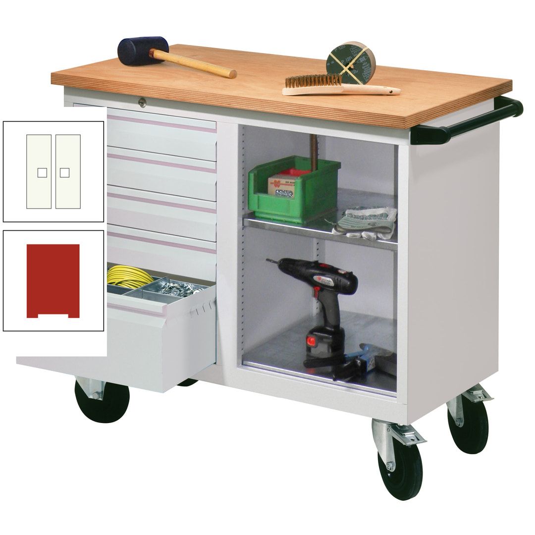 Mobile Werkbank - Werkstattwagen - 915 x 1.090 x 600 mm - 5 Schubladen und Ablagefach - anthrazitgrau