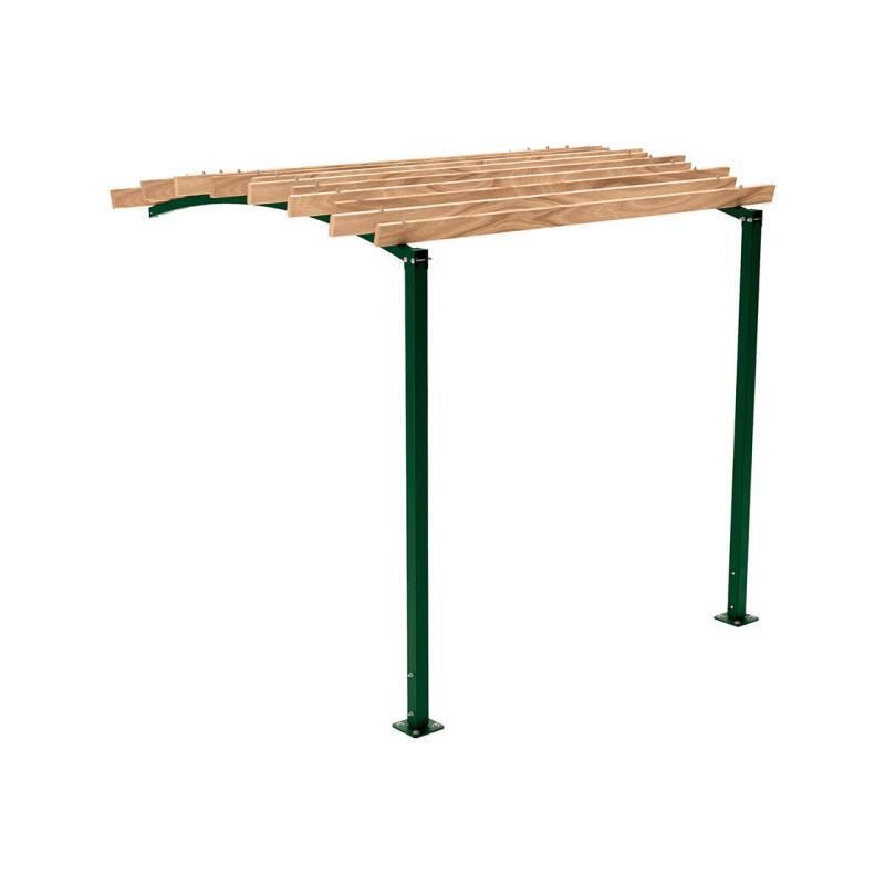 Pergola seitliche Erweiterung, Kiefer druckimprägniert Klasse 4, Stahlrohr 80x80 mm, 2.910 x 2.520 x 3.020 mm (HxBxT) fvz, beschichtet Farbe Purpurrot