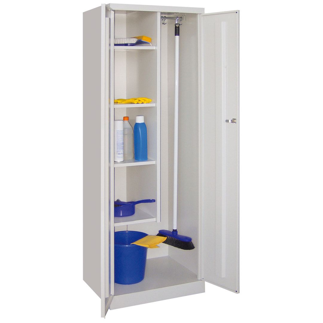 Putzschrank mit Sockel - 1 Abteil mit Trennwand - 1.800x600x500 mm (HxBxT) - Zylinderschloss - anthrazitgrau