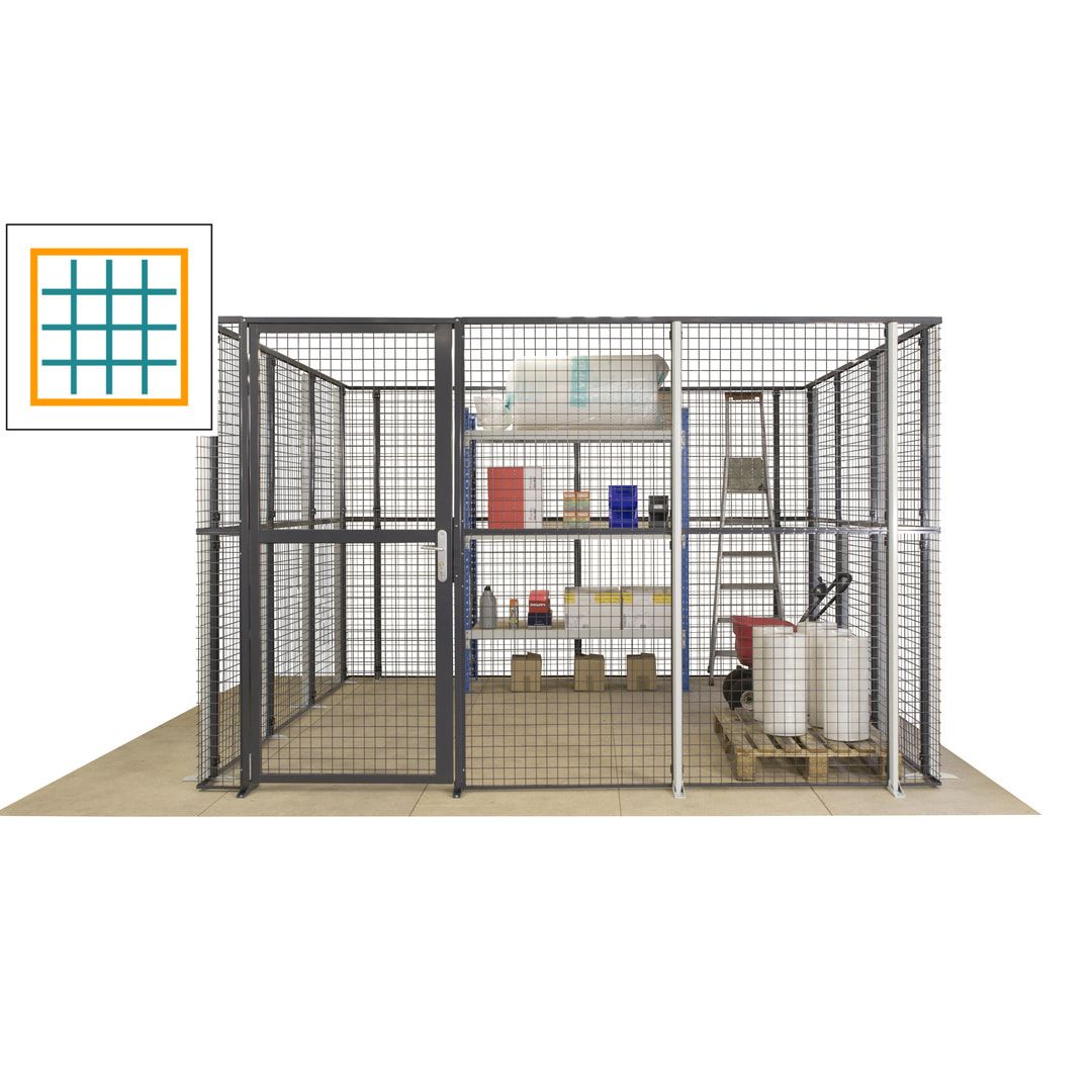 Maschinen Schutzgitter - Hallentrennwand - Sicherheitszaun - Tür - 108 m - 2.200 x 33.400 x 21.400 mm (HxBxT) - enzianblau
