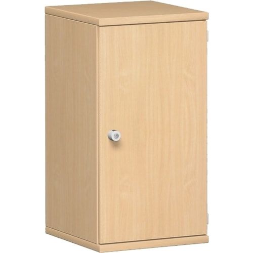 Flügeltürenschrank, Holztüren, Schloss links, 2 Ordnerhöhen, 1 Einlegeboden, 768 x 400 x 425 mm (HxBxT), Frontfarbe Ahorn, Korpusfarbe Ahorn