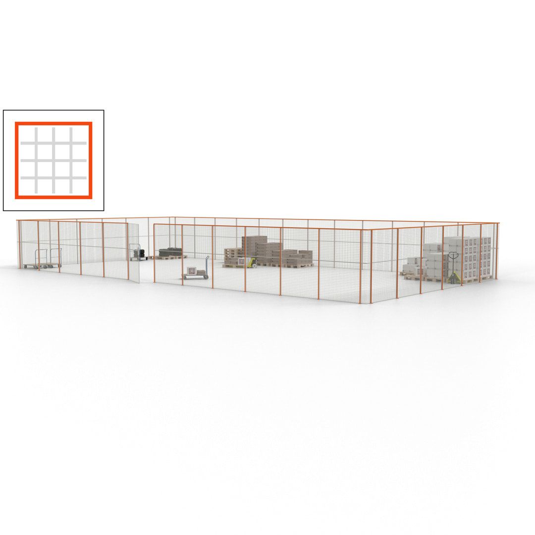 Maschinen Schutzgitter - Hallentrennwand - Sicherheitszaun - Tür - 54 m - 2.200 x 18.400 x 9.400 mm (HxBxT) - enzianblau
