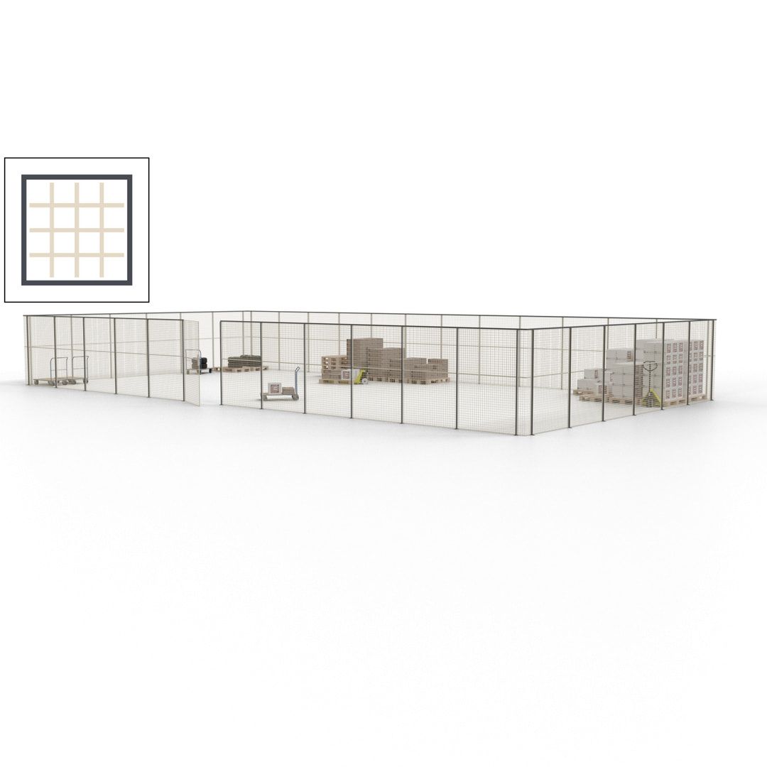 Maschinen Schutzgitter - Hallentrennwand - Sicherheitszaun - Tür - 54 m - 2.200 x 18.400 x 9.400 mm (HxBxT) - enzianblau