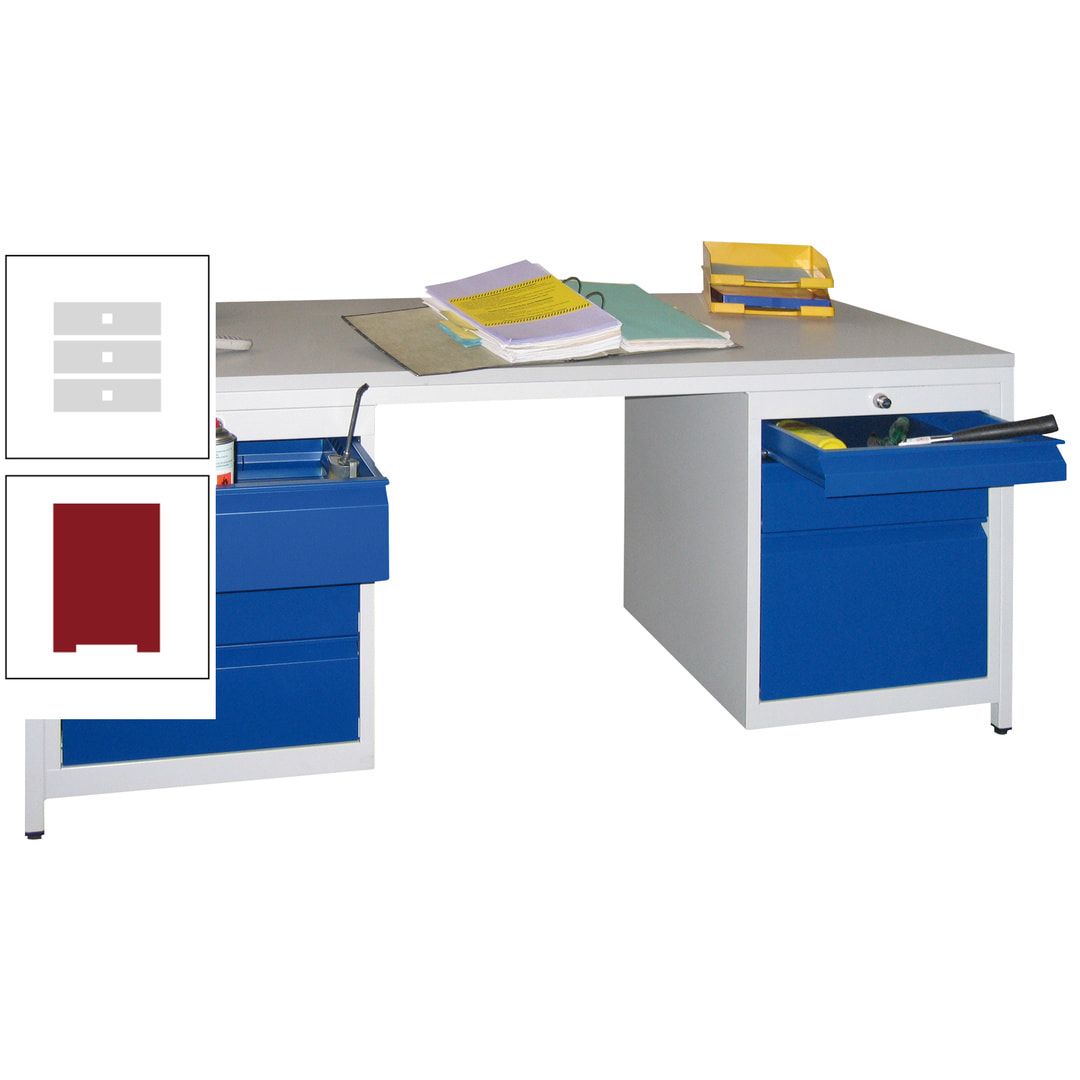 Meisterschreibtisch - 6 Schubladen, 75 / 125 / 150 / 175 / 300 mm - 720 x 1.700 x 800 mm (HxBxT) - anthrazitgrau