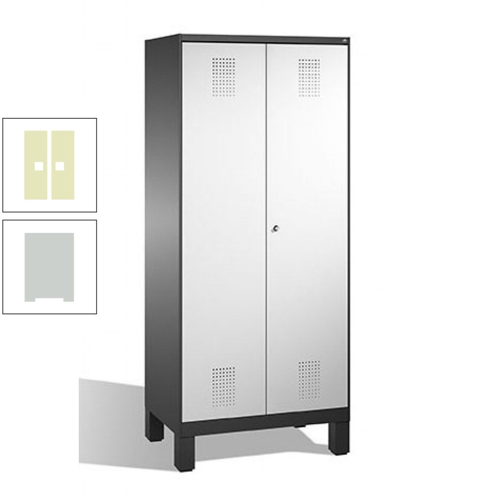 Mehrzweckschrank, Doppeltüren, auf Füßen, 2 Abteile a 400 mm, Korpus anthrazitgrau, Tür anthrazitgrau, 1.850 x 800 x 500 mm (HxBxT)