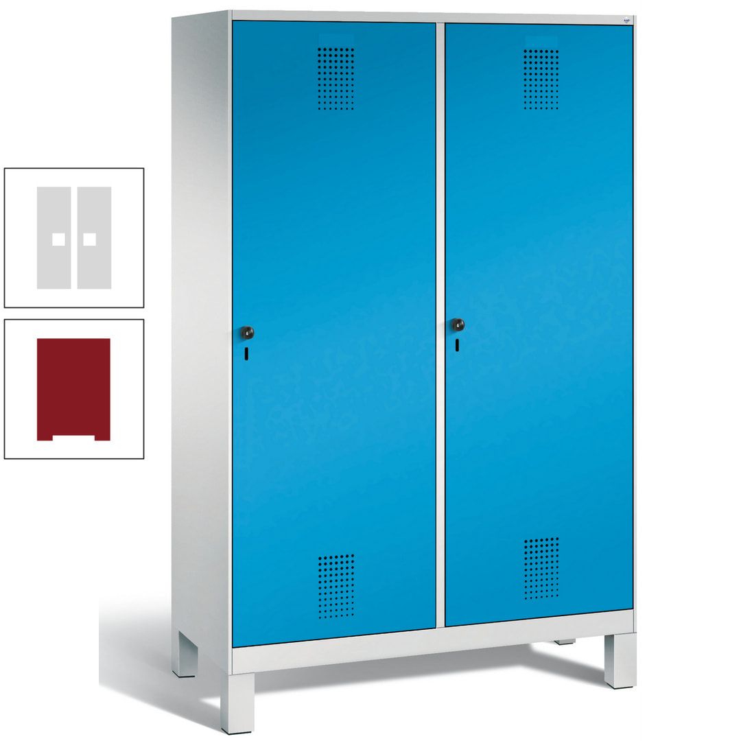 Doppel-Spind, Garderobenschrank, 2 Türen für 4 Abteile a 300 mm, Korpus anthrazitgrau, Türen anthrazitgrau, 1.850 x 1.200 x 500 mm (HxBxT)