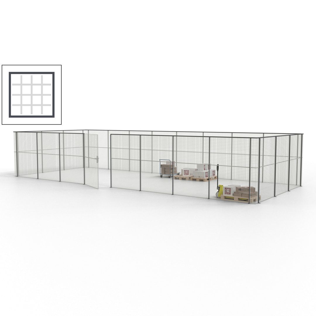 Maschinen Schutzgitter - Hallentrennwand - Sicherheitszaun - Tür - 33 m - 2.200 x 12.400 x 4.900 mm (HxBxT) - enzianblau