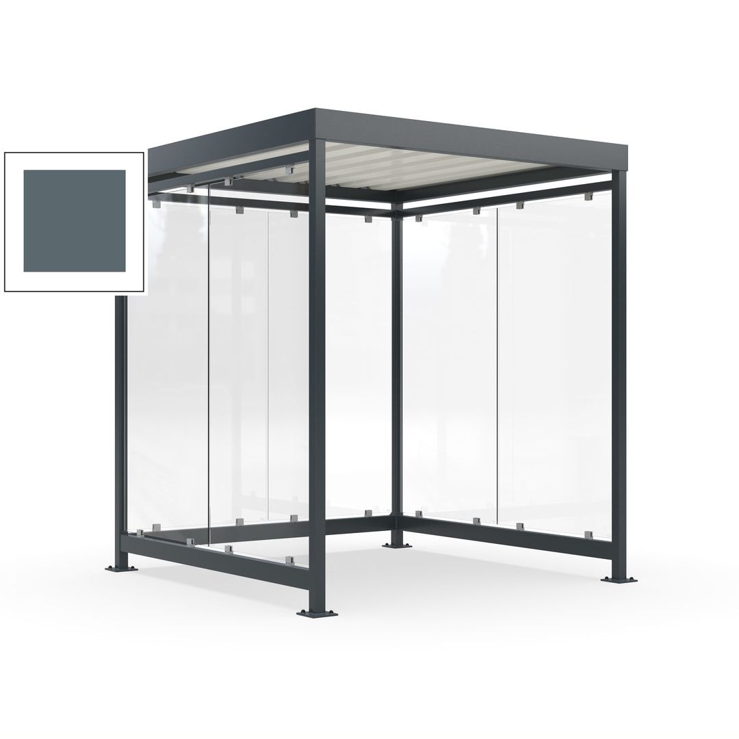 Raucherunterstand, Bushaltestelle, 6-7 Personen, 6 Wände, 2.510 x 2.165 x 2.165 mm (HxBxT), Achatgrau