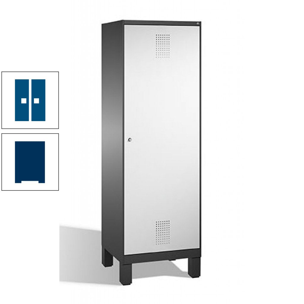 Doppel-Spind, Garderobenschrank, 1 Tür für 2 Abteile a 300 mm, Korpus anthrazitgrau, Türen anthrazitgrau, 1.850 x 600 x 500 mm (HxBxT)