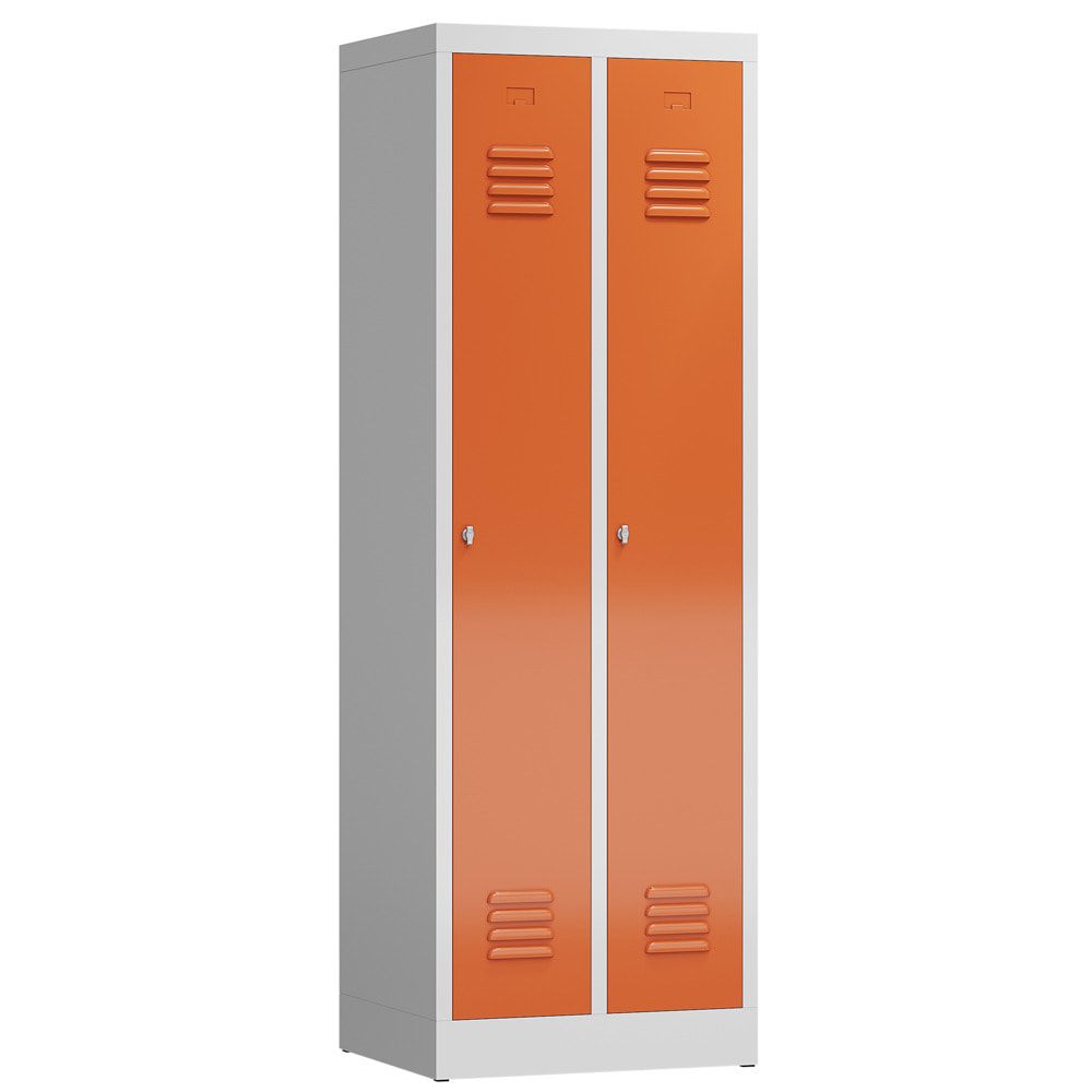 Garderobenschrank, Garderobenspind, 2 Abteile, 1.800 x 590 x 500 mm (HxBxT), Stahl, Drehriegelverschluss, Korpus: lichtgrau, Front: anthrazitgrau