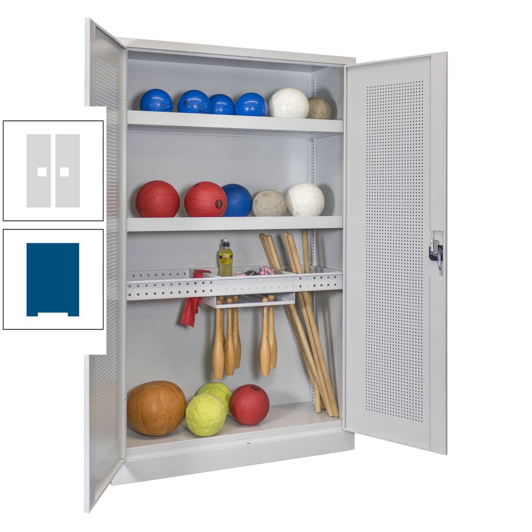 Sportschrank - Lochfeldtüren - Variante 2 - 1.950x1.200x500 mm (HxBxT) - anthrazitgrau