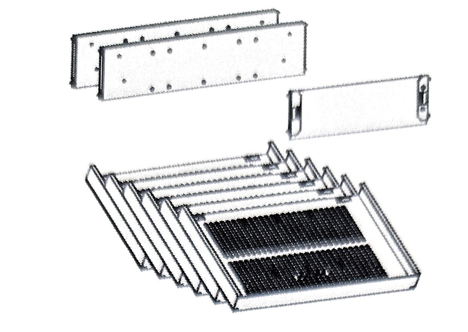 Container Einrichtungs-Set, für Schubfächer, 2 Querausfachungen, 1 Längsausfachung, 6 Schrägablagen