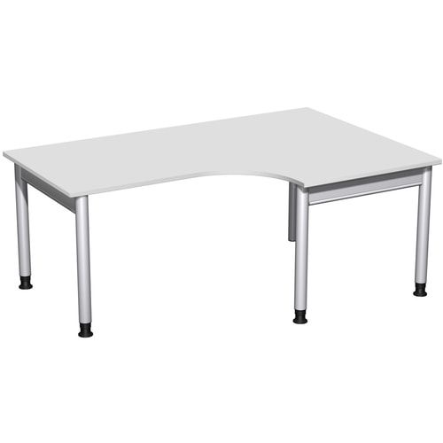 Eckschreibtisch, Eckteil 800 mm, rechts, Füße einseitig verkürzt, 4-Fuß Pro, höhenverstellbar, 680-800 x 1.600 x 1.200 mm (HxBxT), Dekor Ahorn