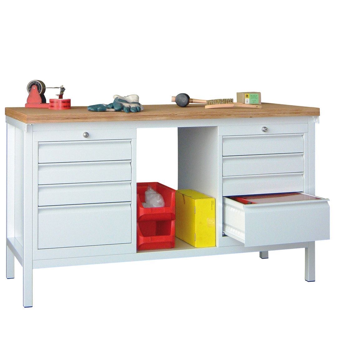 Werkbank - 1 Schubladenblock - 900 x 1.500 x 700 mm (HxBxT) - anthrazitgrau