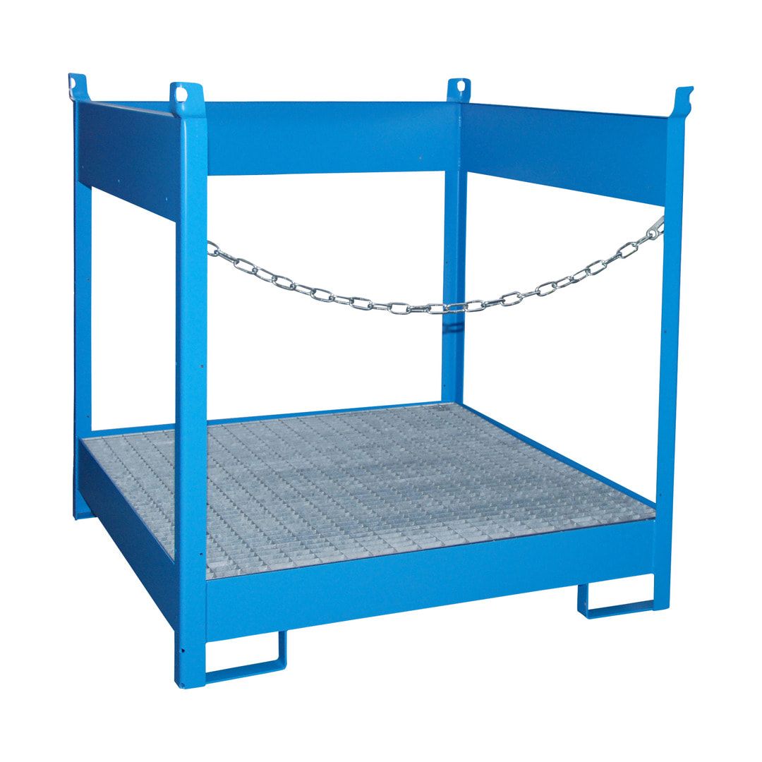 Fass-Stapelpalette - für 4 x 200-l-Fässer - Volumen 220 l - 1.435 x 1.410 x 1.410 mm (HxBxT) - offene Seiten - feuerrot